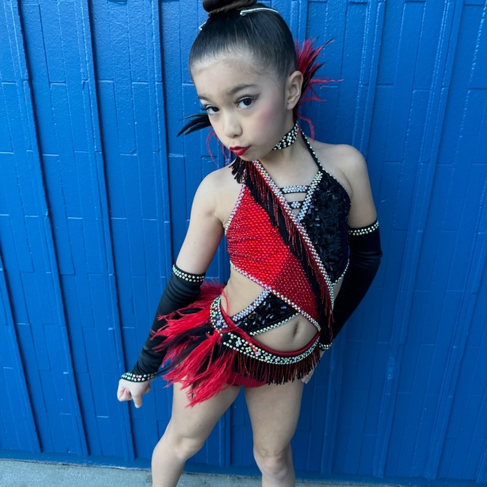 Red and Black Kids Dance Costume